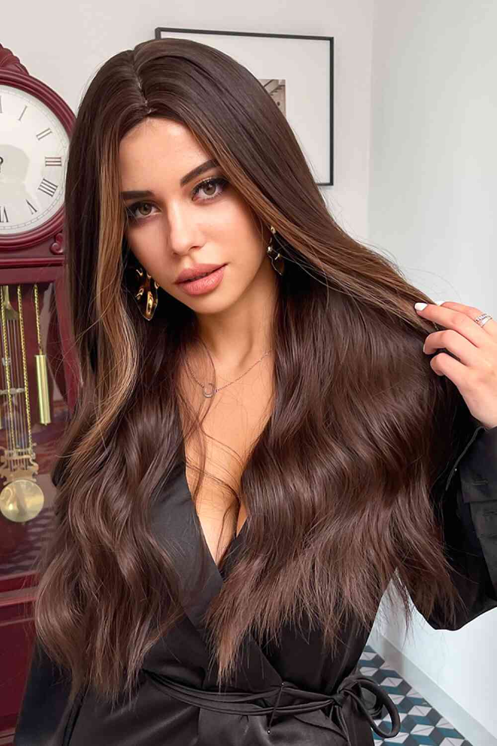 Full Machine Long Wave Synthetic Wig 26" – Natural Look, Easy Care