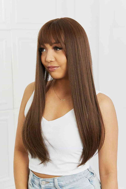 Full Machine 26" Long Straight Synthetic Wig - Heat Safe & Easy Maintenance