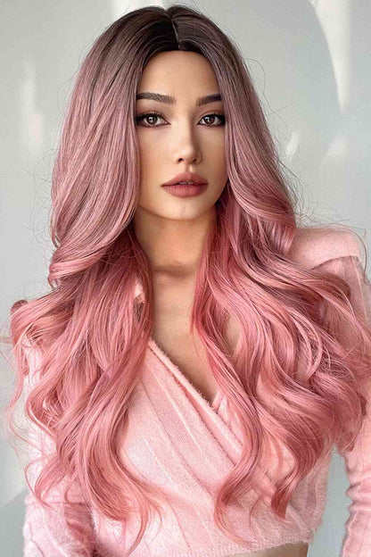 Vibrant 26-Inch Pink Fashion Wave Synthetic Long Wigs for Glamorous Style