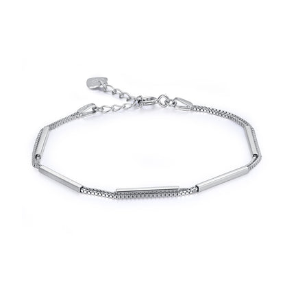 Fashion Double Layer Box 925 Sterling Silver Bracelet