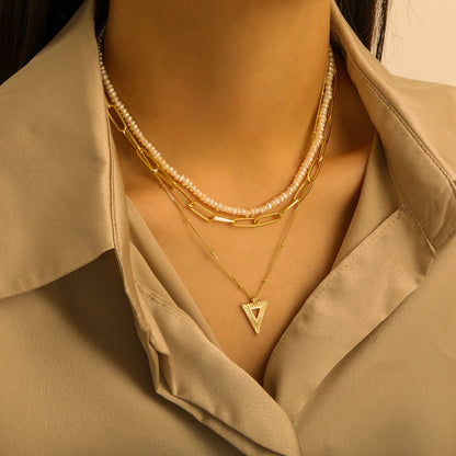 Statement Geometry Triangle 925 Sterling Silver Necklace