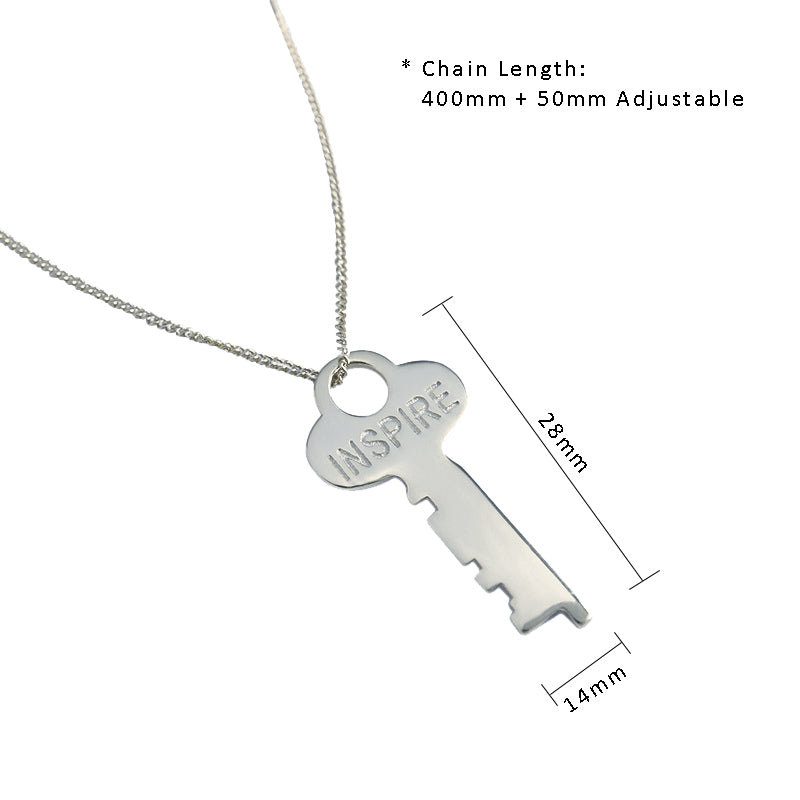 Fashion INSPIRE Letter Key 925 Sterling Silver Necklace